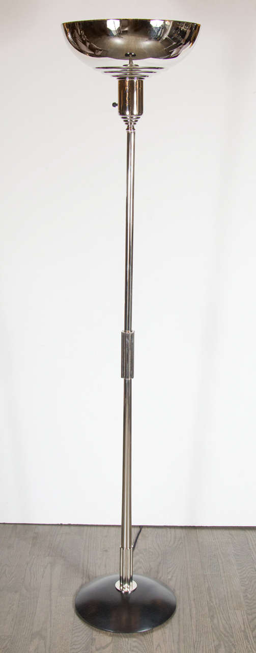 Exceptional Art Deco, Machine Age Torchiere in the Manner of Walter Von Nessen