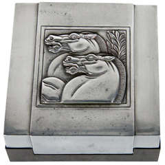 Art Deco Pegasus Box in Bakelite and Nickel