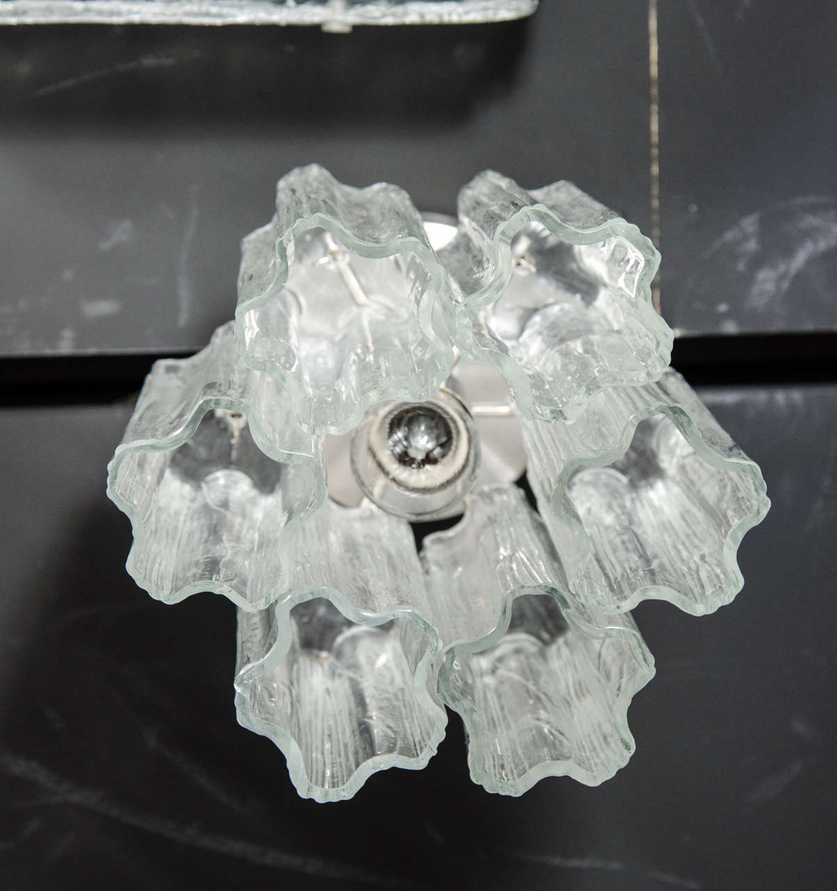 Mid-Century Modernist Tronchi Flush Mount Chandelier In Excellent Condition In New York, NY