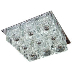 Mid-Century Modernist Glass Cube Flush Mount Chandelier by Sciolari