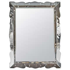 Exquisite 1940s Hollywood Smoked Border Venetian Style Mirror