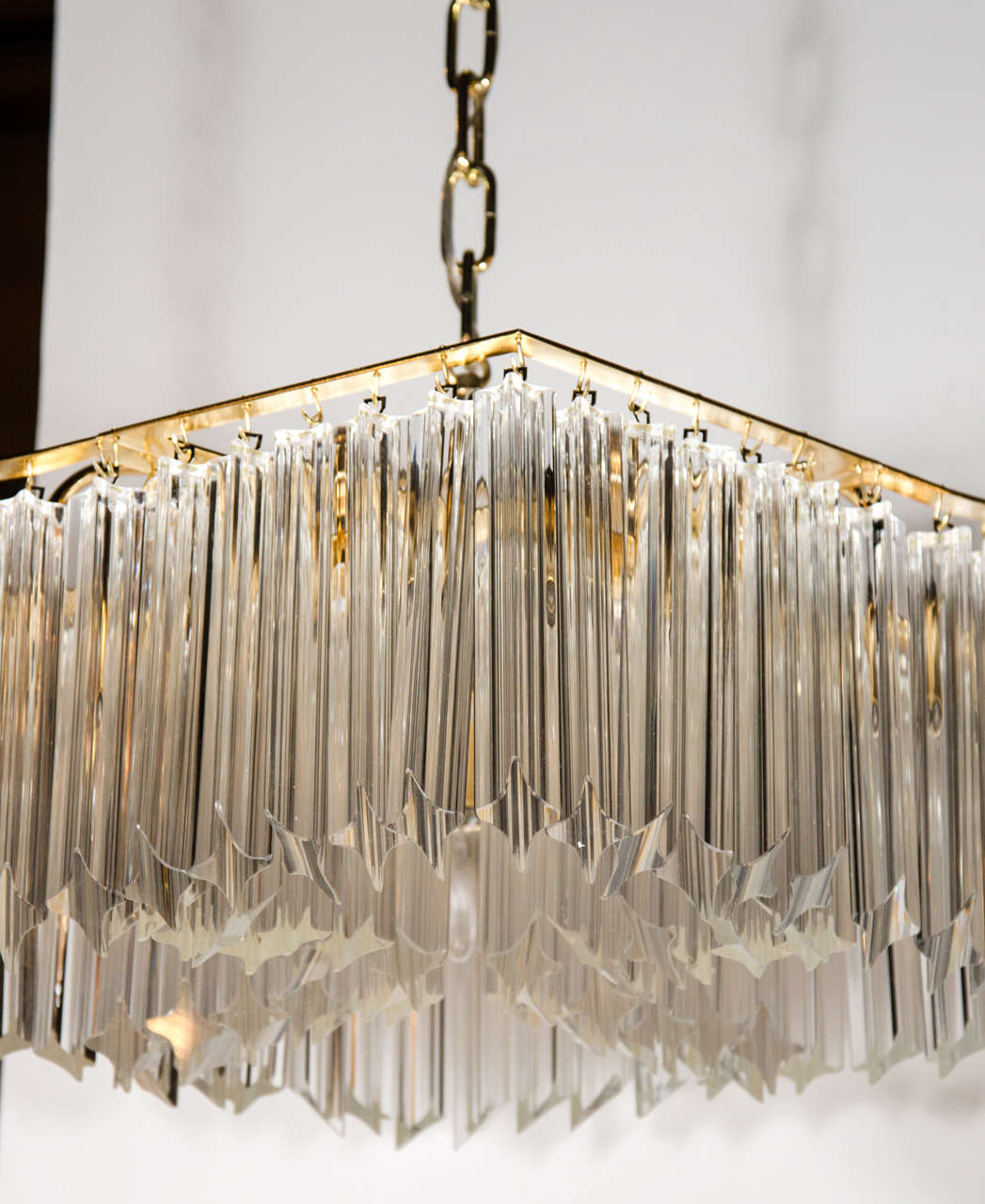 Italian Sophisticated Pagoda Style, Camer Crystal Chandelier with Brass Fittings For Sale