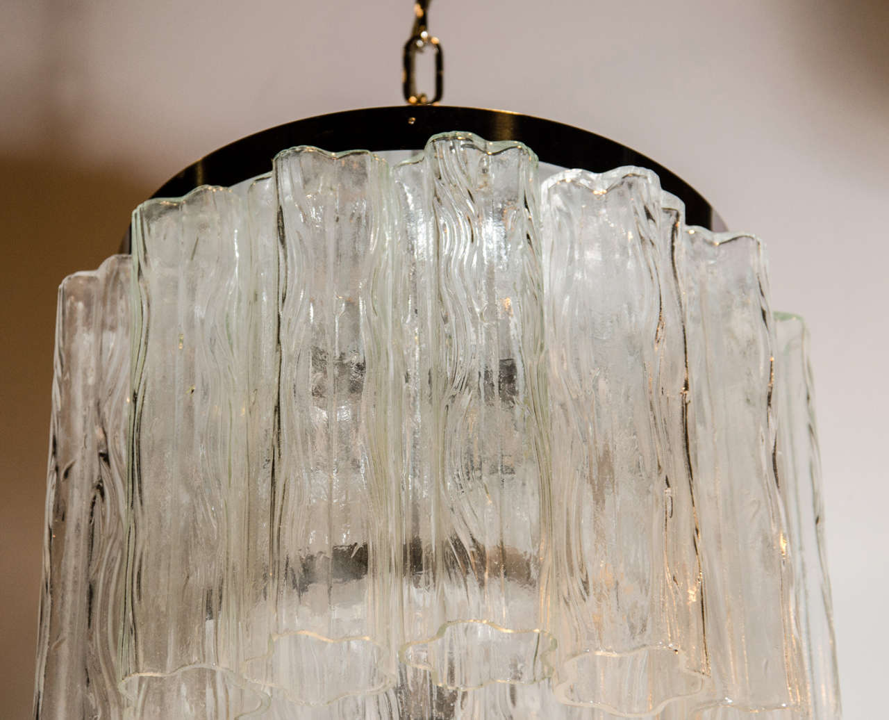 Mid-Century Modern, Two-Tier Tronchi Murano Glass Chandelier by Venini In Excellent Condition In New York, NY