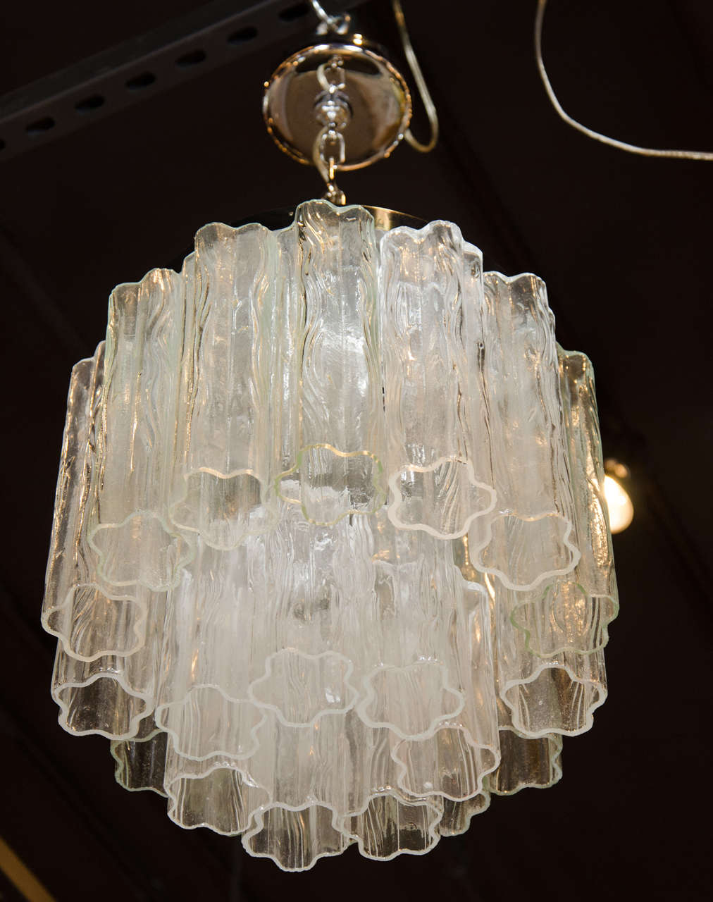 Mid-Century Modern, Two-Tier Tronchi Murano Glass Chandelier by Venini 1