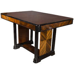 Art Deco Streamlined Extension Dining Table in Book-Matched Mahogany