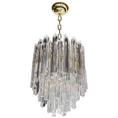 Mid-Century Modernist Cascading Camer Chandelier with Polished Brass Fittings 11