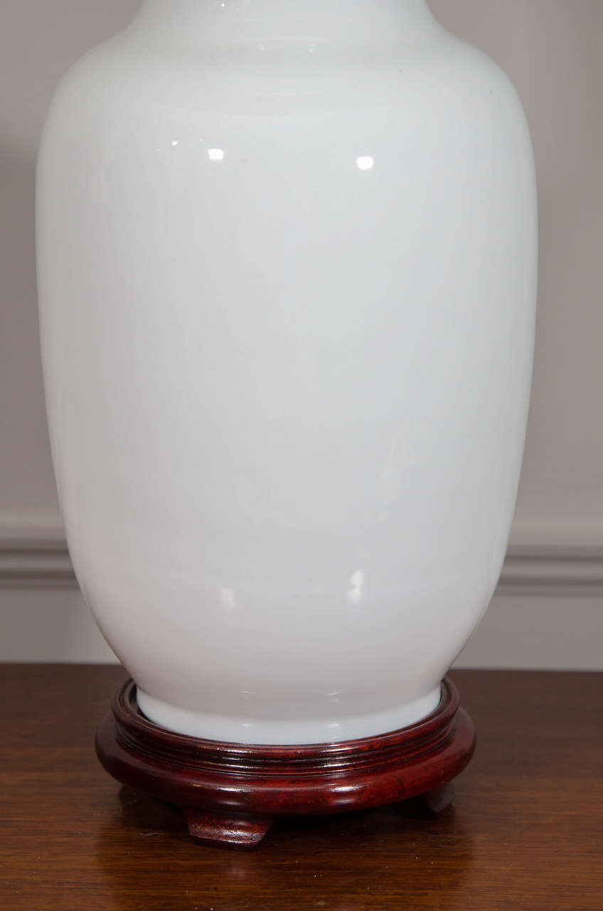 Pair of Chinese Blanc De Chine Porcelain Vases, Wired as Lamps In Excellent Condition In New York, NY