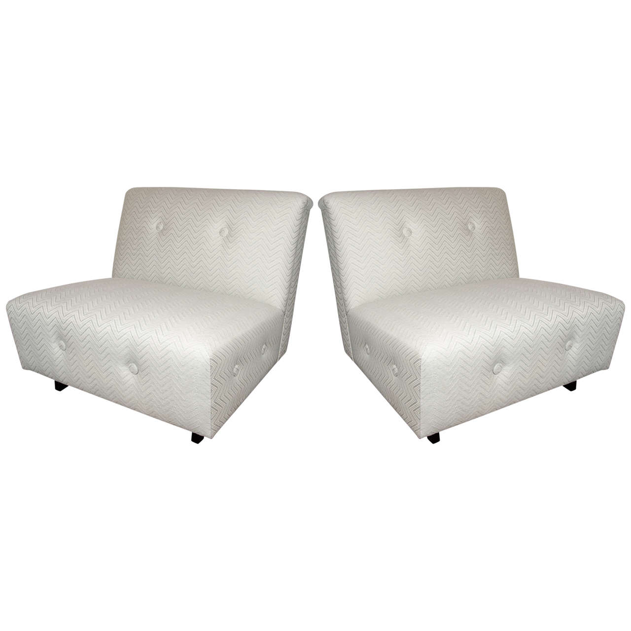 Pair of Chevron Art Deco Slipper Chairs Attributed to Gilbert Rohde