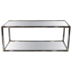 Italian Mid-Century Modern Mirrored and Chrome Two Tier Console Table