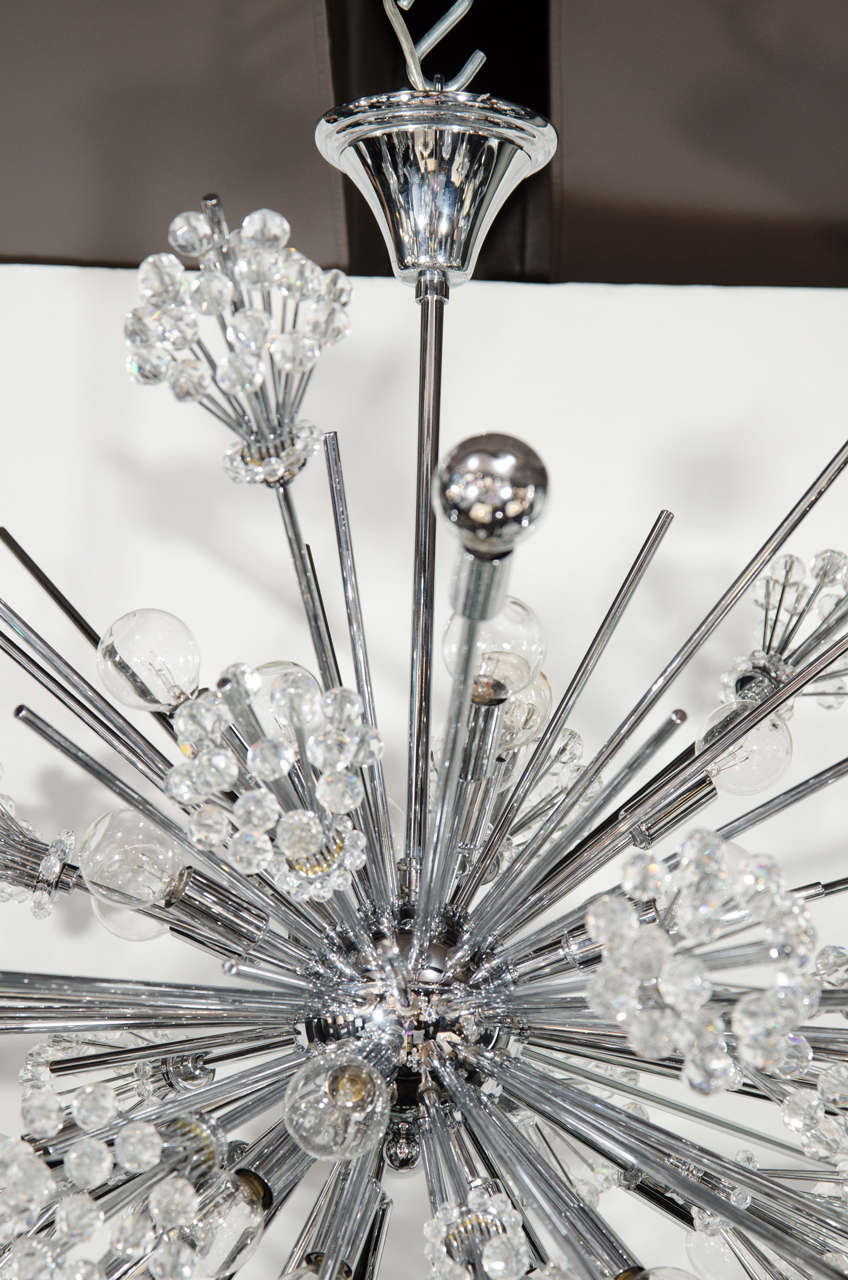 Exceptional Sputnik Chandelier by Lobmeyr Featuring Fine Cut Crystals In Excellent Condition In Fort Lauderdale, FL