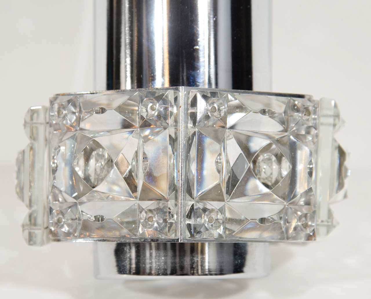 Mid-Century Modern Pair of Mid-Century Faceted Crystal Sconces by Kinkeldey