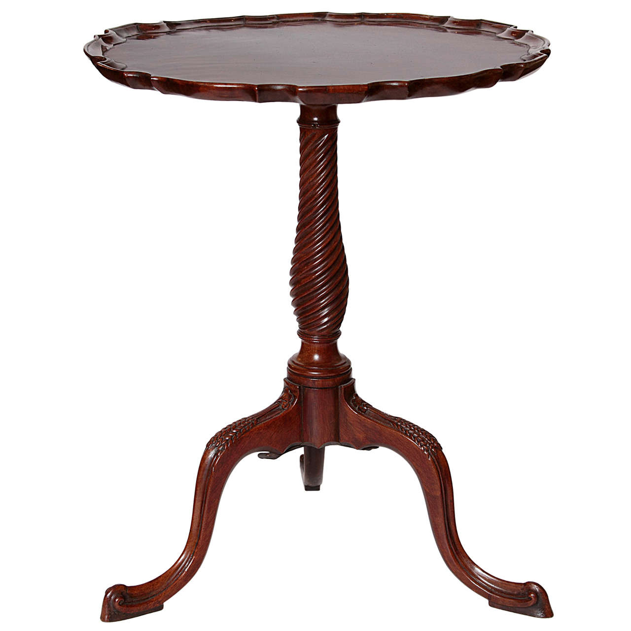 18th Century English Small Pie Crust, Mahogany Table For Sale