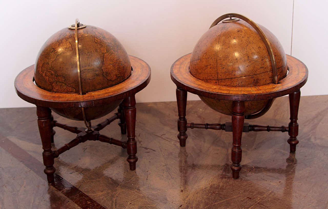 Pair of Important G.F Cruchley's Table Top Globes 3