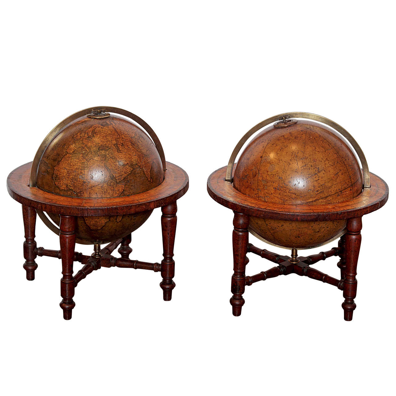 Pair of Important G.F Cruchley's Table Top Globes