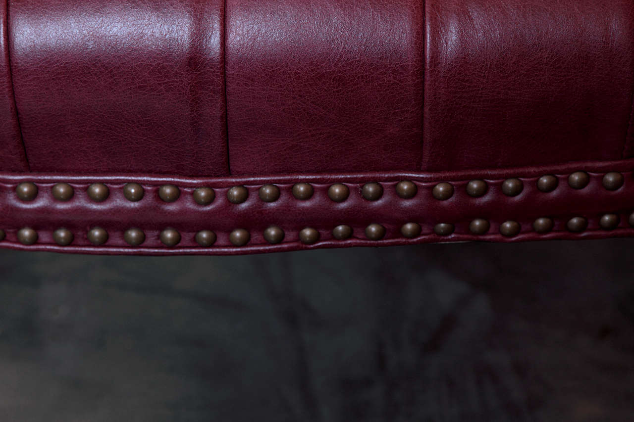19th Century English Tufted Leather Chippendale Wing Chair 2