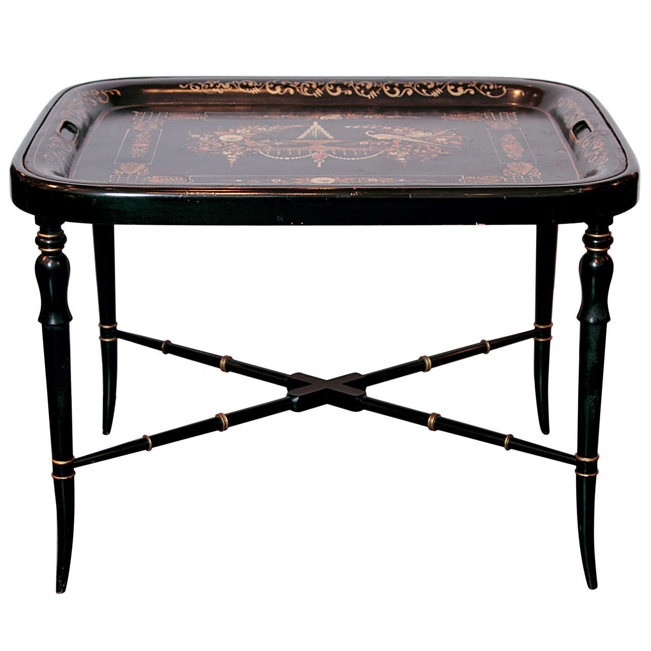 19th Century Regency, Tole Painted Tray Table For Sale