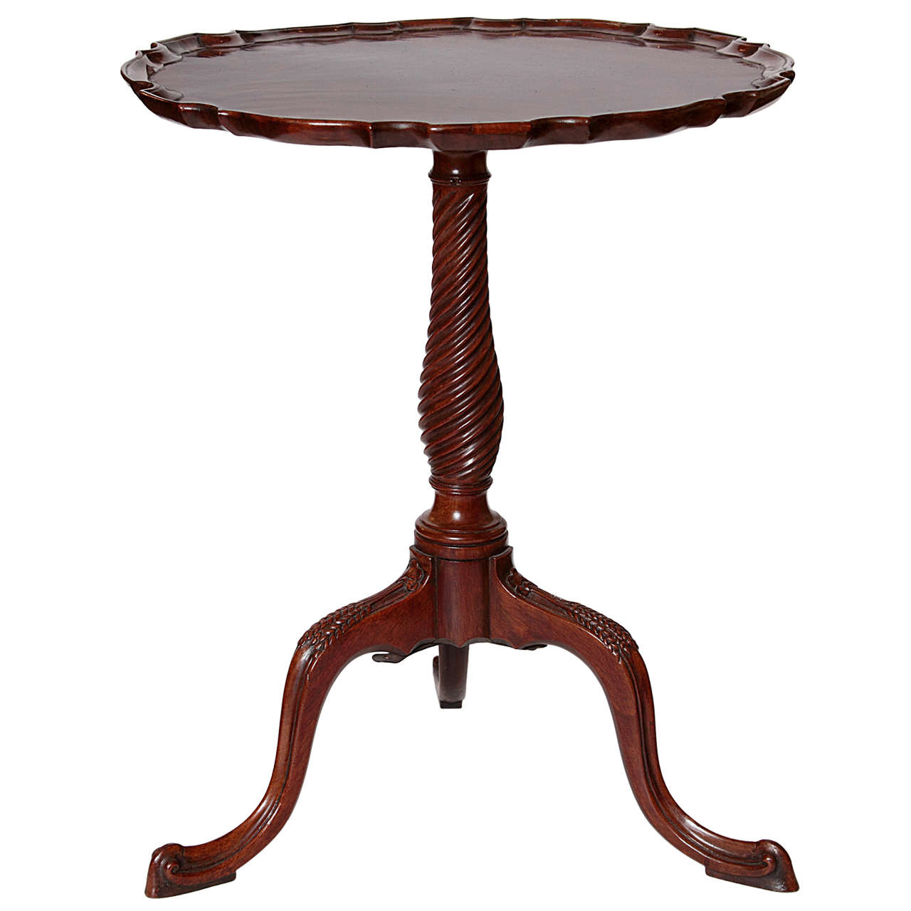 18th Century English Small Pie Crust, Mahogany Table For Sale at