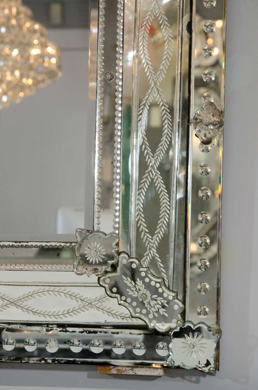 French Large 1940s Venetian  Mirror