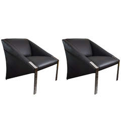 Pair of Andree Putman Chairs with Chrome Detail