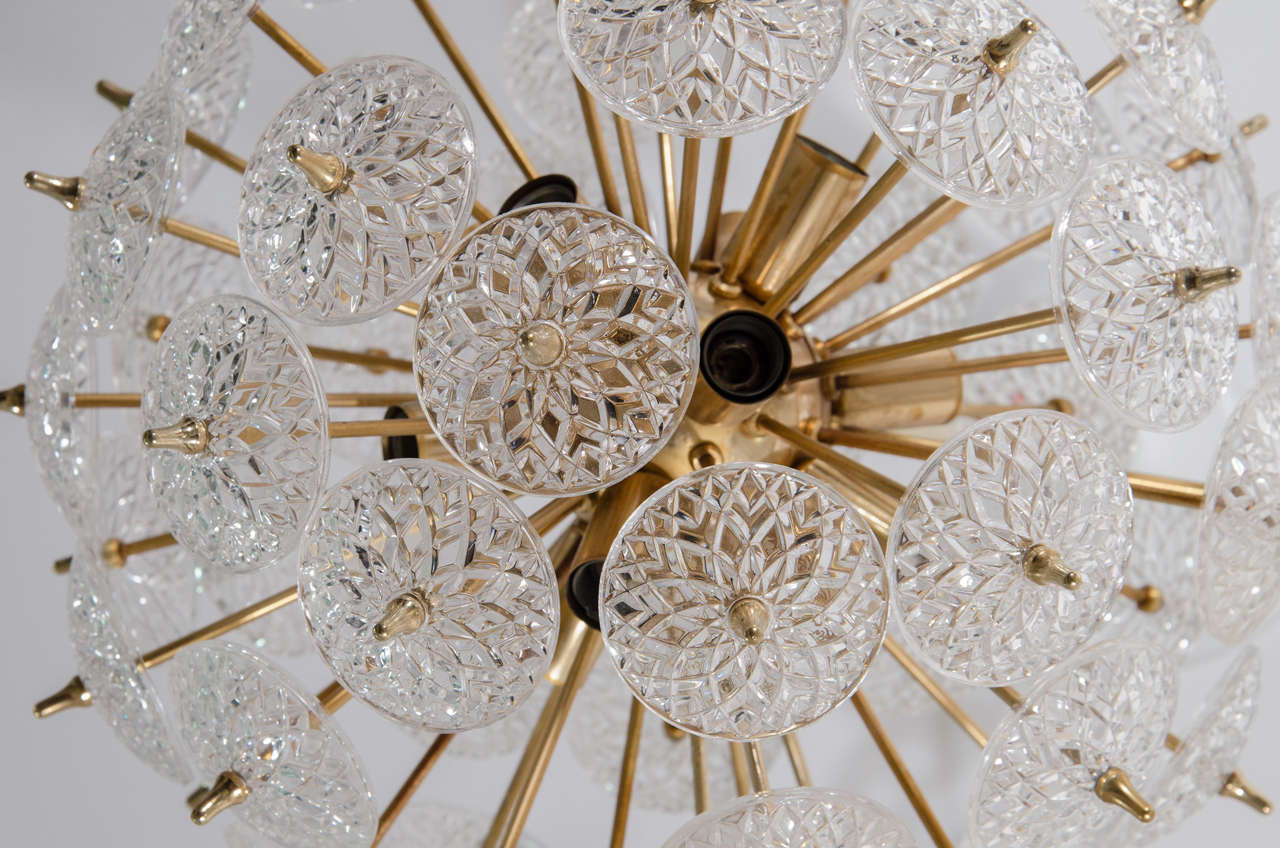 Late 20th Century 1970s Belgian Snowflake Glass Chandelier For Sale