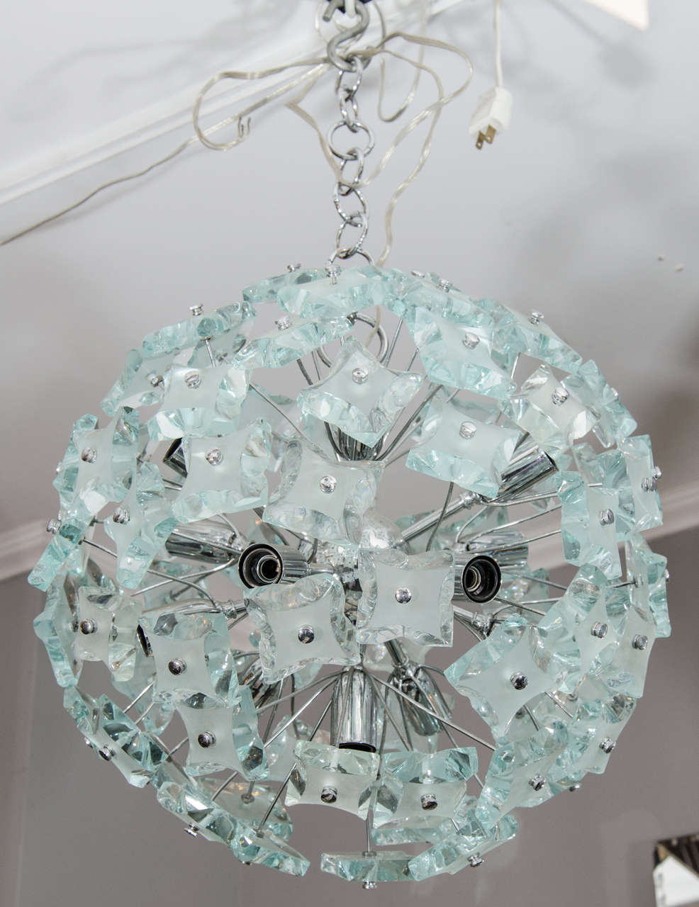 1960s Fontana Arte Turquoise Glass Sputnik