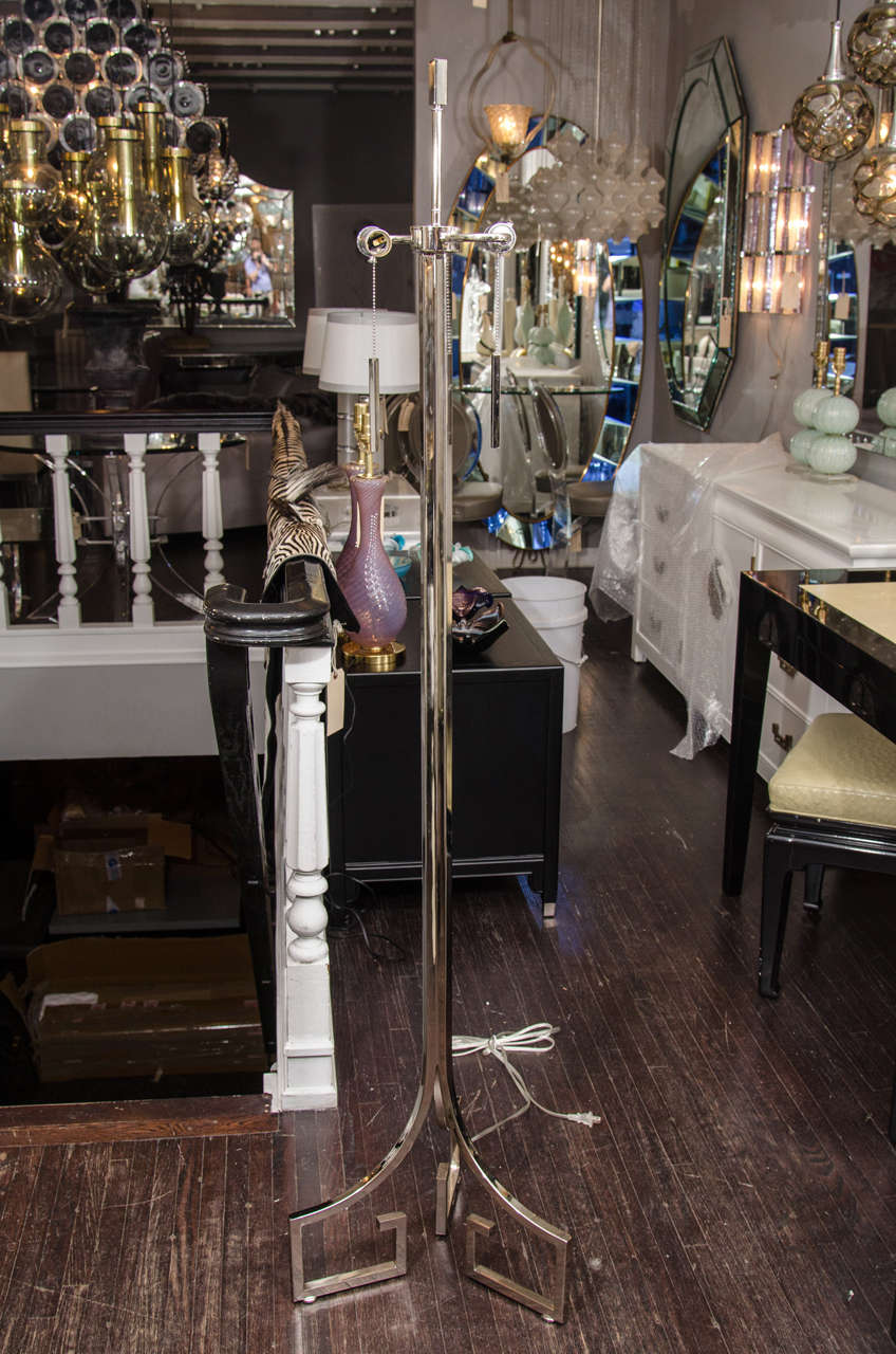 Chrome Greek Key Floor Lamp