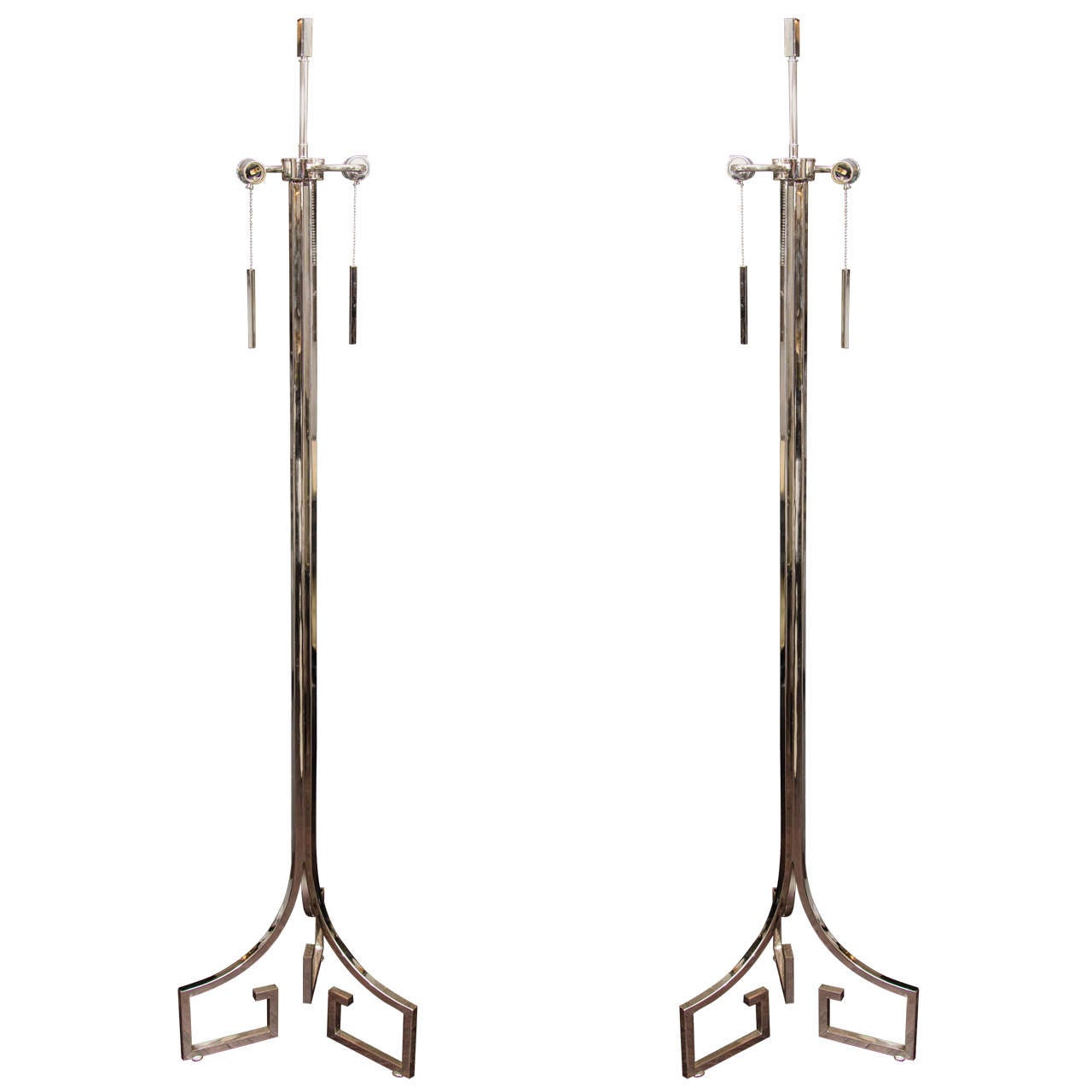 Chrome Greek Key Floor Lamp at 1stdibs