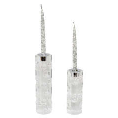 Vintage Pair of Lucite Candle Holders with Candles