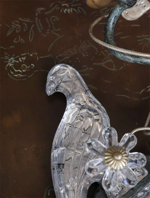 20th Century Pair of Exquisite French Crystal Bird Sconces