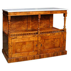 Superb English Walnut Server With Marble Top