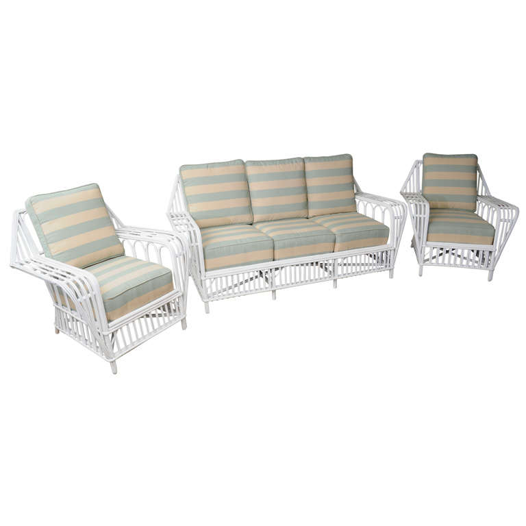 Vintage Ficks Reed Three Pieces Rattan Set at 1stDibs