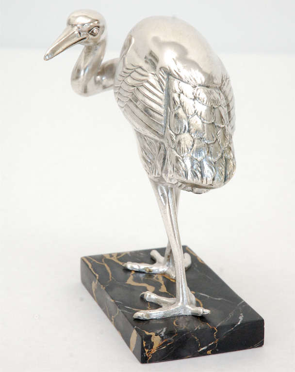 Silver Plated Art Deco Egret by Irenee Rochard  In Good Condition In Palm Desert, CA