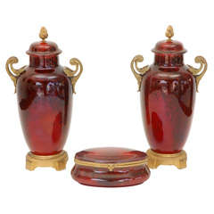 Pair of Urns and Lidded Box by Paul Milet for Sevres