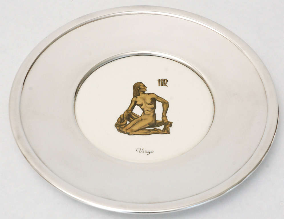 Set of Thirteen Silver Plate and Ceramic Zodiac Plates 5
