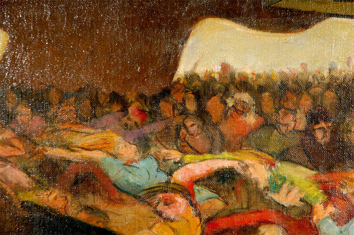 Mid-20th Century Pied Piper Oil on Canvas by Richard Swift