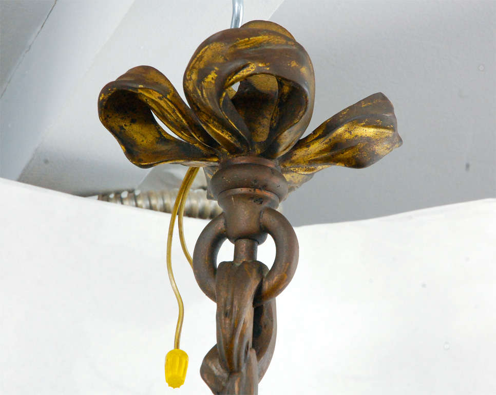 Cast Art Nouveau Bronze Mistletoe Chandelier