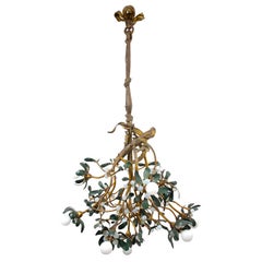 Art Nouveau Bronze Mistletoe Chandelier