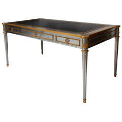 Steel & Bronze Dore Writing Desk with Leather Top by John Vesey