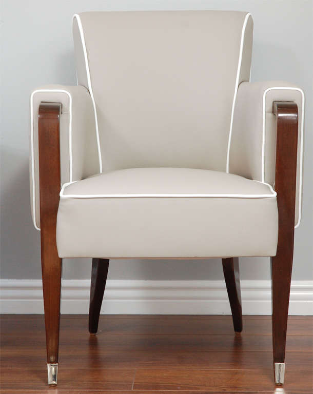 Set of Four Leather-Upholstered Art Deco Club Chairs