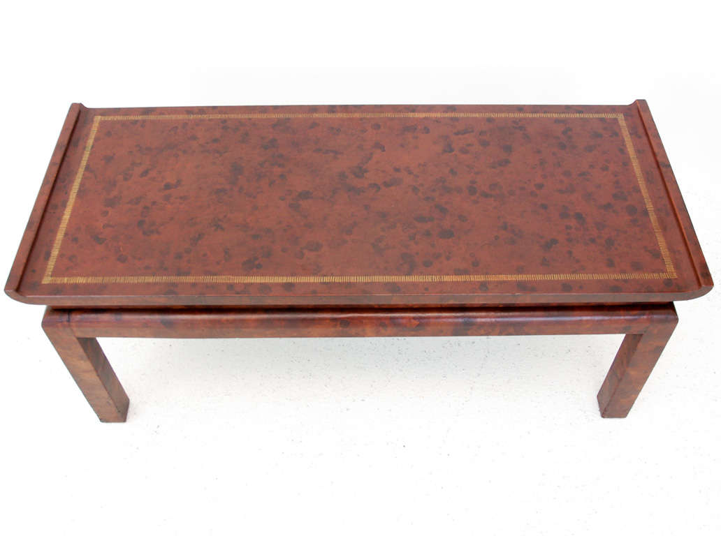 Mid-Century Modern Chinoiserie Style Leather Cocktail Table by William Haines