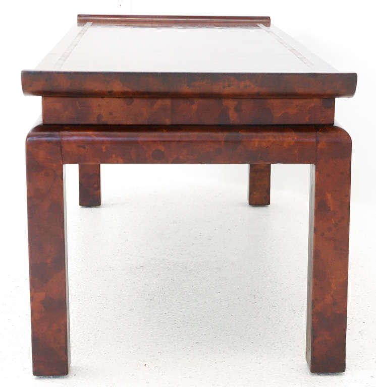 Wood Chinoiserie Style Leather Cocktail Table by William Haines