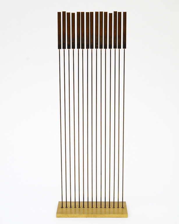 Harry Bertoia 15 rod Sounding Sculpture executed in brass and buryllium copper.