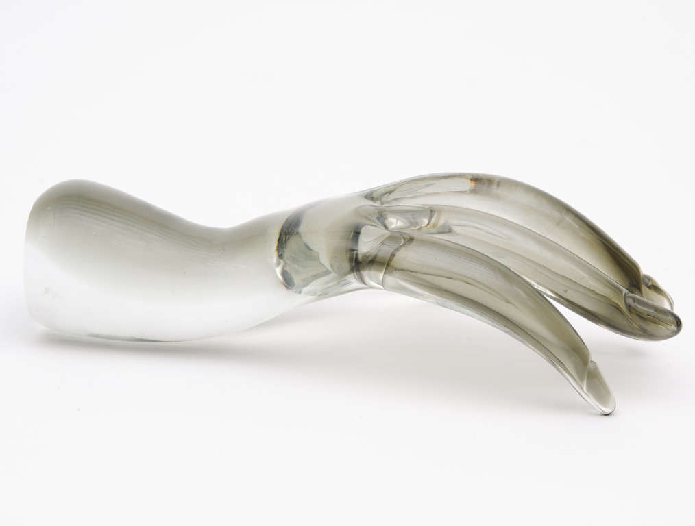 Italian Seguso Glass Hand Sculpture For Sale
