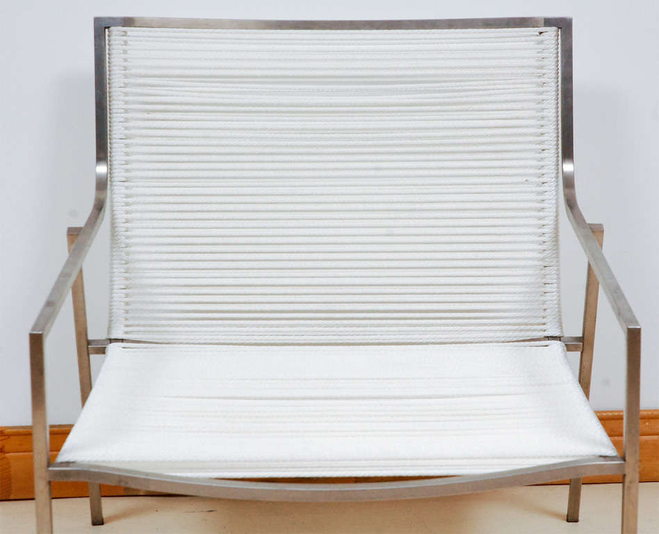 Italian Pair Of Outdoor Rope Lounge Chairs