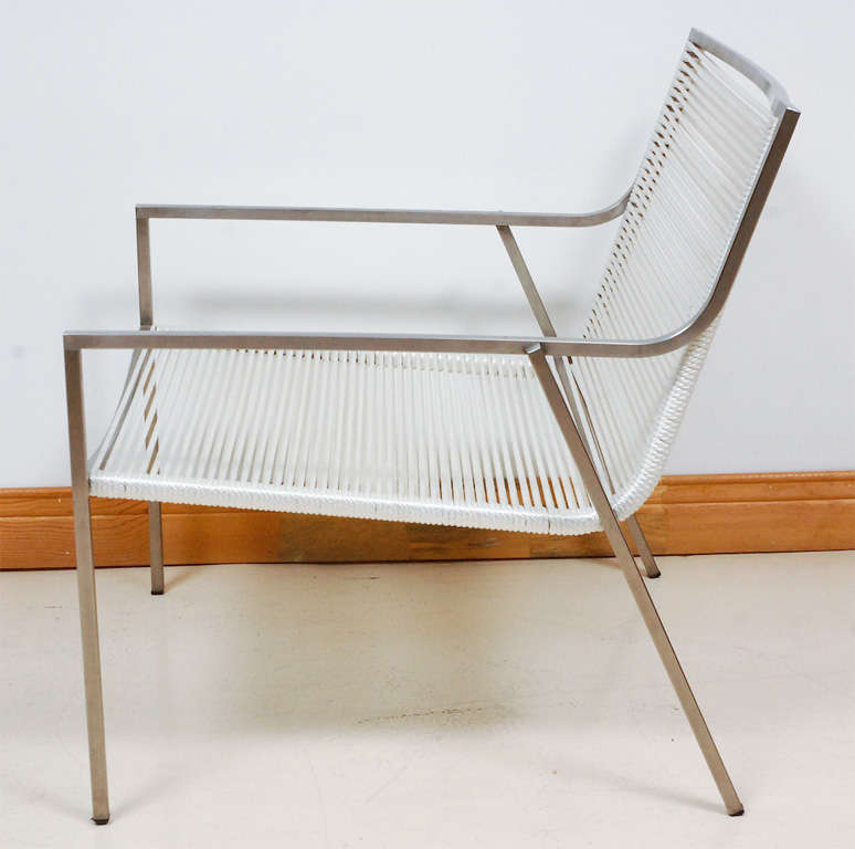 Mid-20th Century Pair Of Outdoor Rope Lounge Chairs
