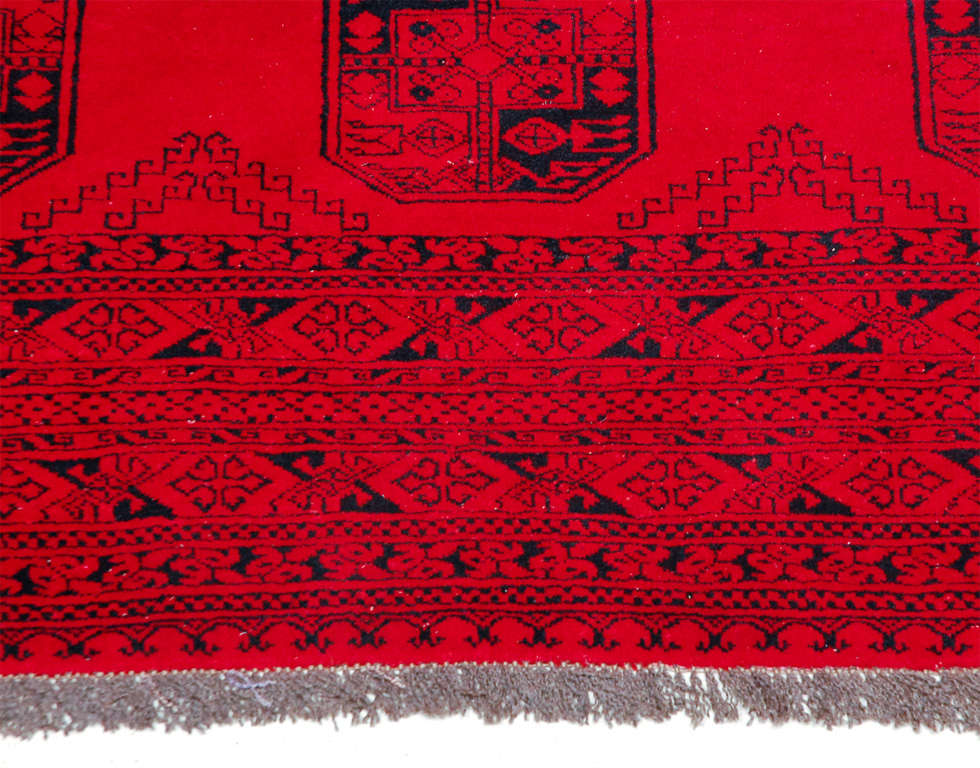 Excellent bright crimson vintage Persian rug.