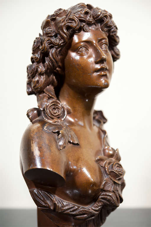 20th Century Bronze Bust of a Lady, Signed. For Sale