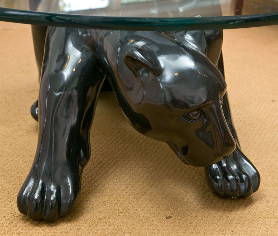 Glass Black Panther Cocktail Table