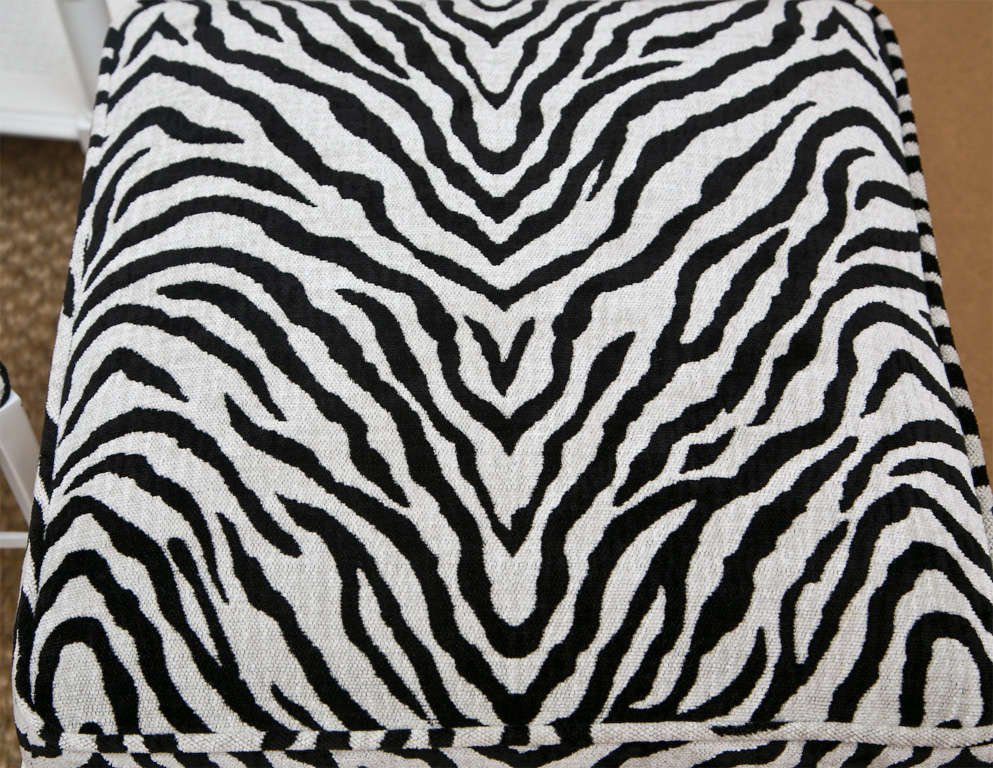 Pair of Vintage White Lacquered Zebra Benches