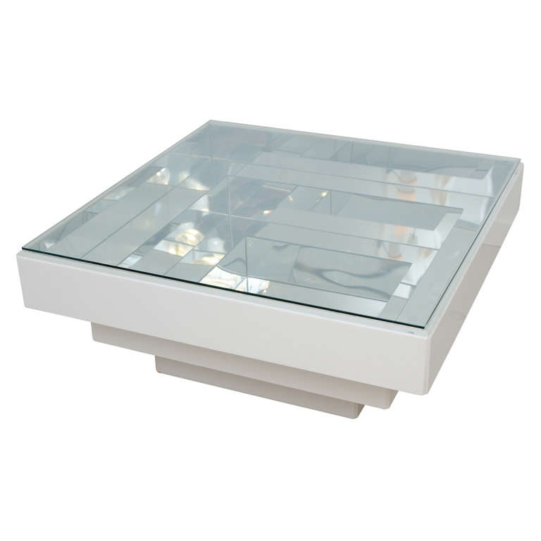 Retro White Lucite Infinity Coffee Table